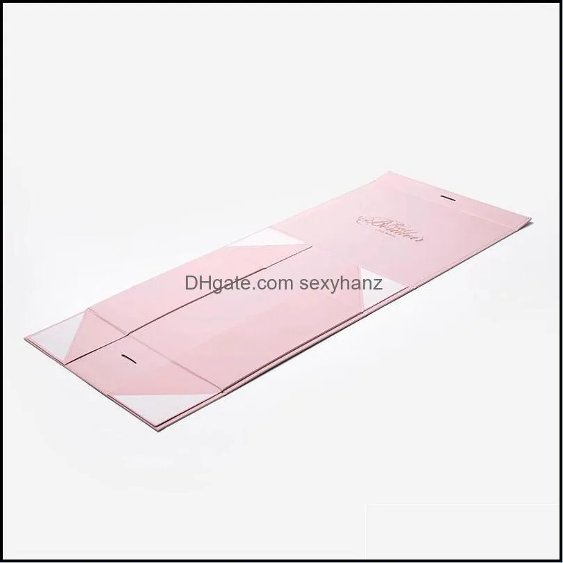 Jewelry Pouches, Bags Wholesale 600pcs/lot Pink Custom Logo Printed Magnet Foldable Gift Packaging Boxes Paper Box