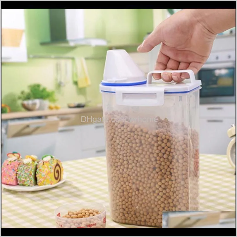 Rice Beans Stoarge Jar With Seal Cover 4 Lattices Refrigerator Preservation Container Plastic Kitchen Storage Box QW Bottles & Jars