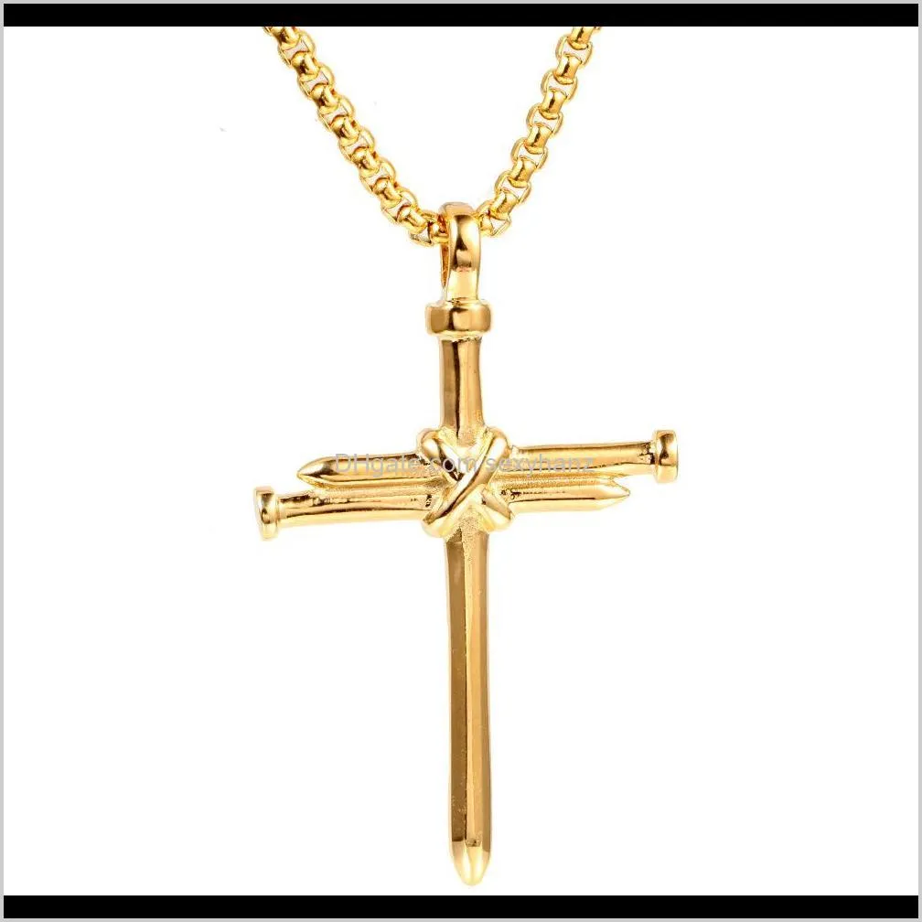 european and american titanium steel cross necklace classic simple versatile stainless steel nail pendant