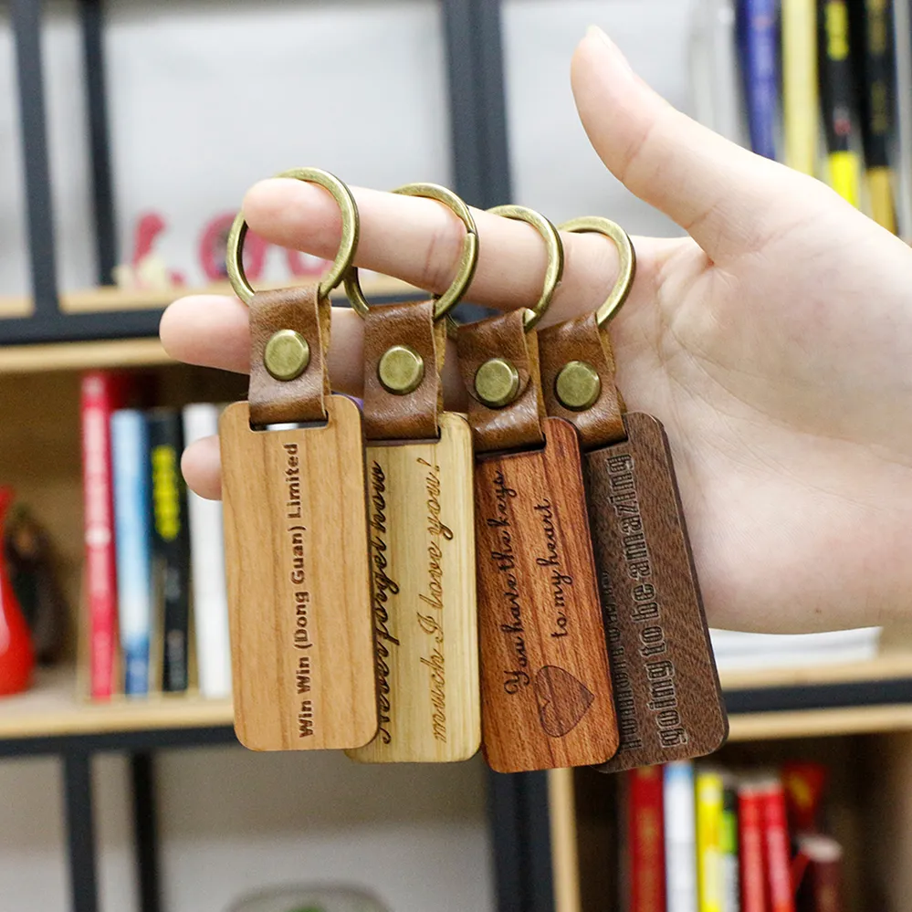 Free Design Custom Laser Engraved Blanks Wood PU Leather Key Chains Wooden  Keychain - China Wood Keychain and Custom Keychain price