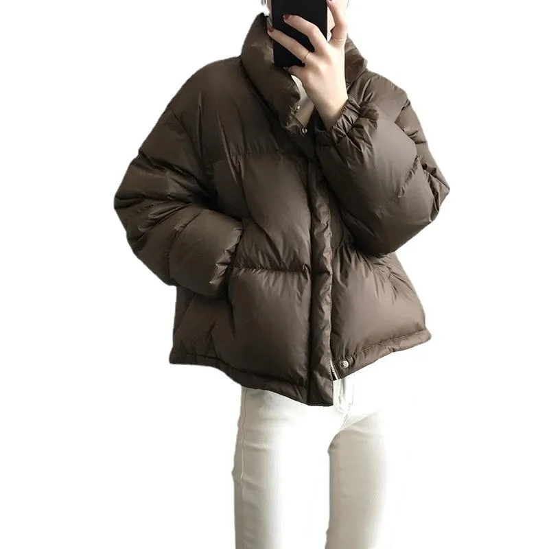 女性のジャケットダウンジャケット2021冬の韓国風の緩い厚手のパンのコートカジュアルウォーム