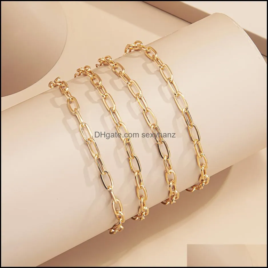 4Pcs/Set Vintage Anklet For Women Fashion Gold Color Snake Chain Arrow Charm Ankle Bracelet Female 2021 Unisex Foot Jewelry