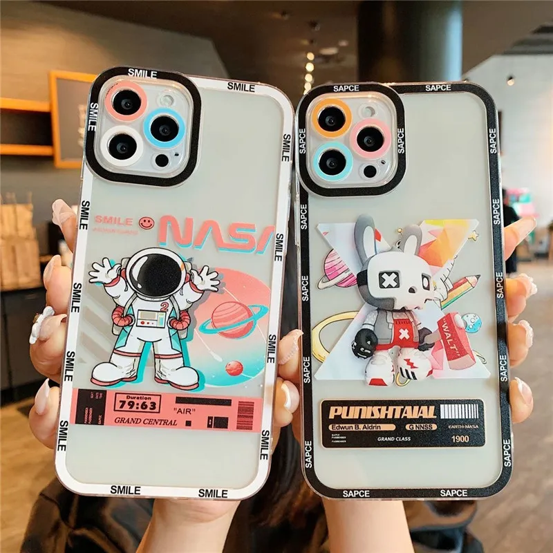 iPhone 13 Pro Max Cases Cover 12 12pro 12mini SE2020 11 11Pro 미니 X XS XR 6 6S 7 8 플러스 전화 케이스 실리콘 보호 투명 페인트 만화 정확한 구멍 위치