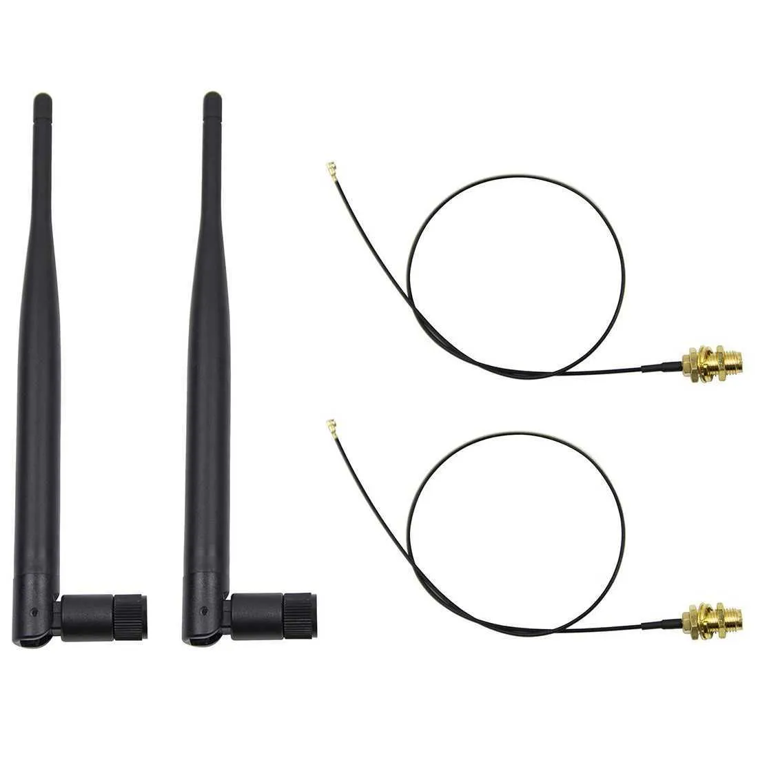 2 x 6dBi 2.4GHz 5GHz Dual Band WiFi RP-SMA Antenna + 2 x 35cm U.fl / IPEX Cable