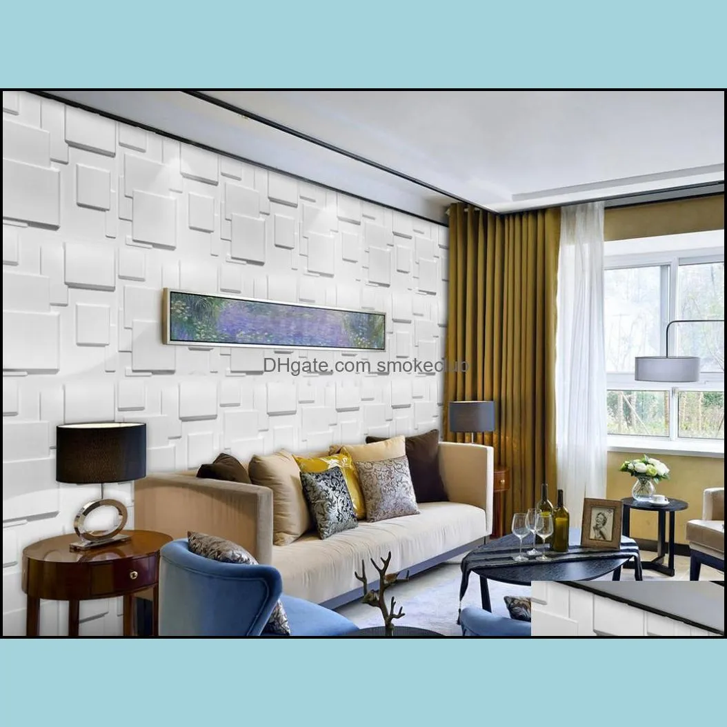 Wallpaper decorative 3D paneling Plastic PVC Modern Wall Design, White, 19.7inch x*19.7 inch