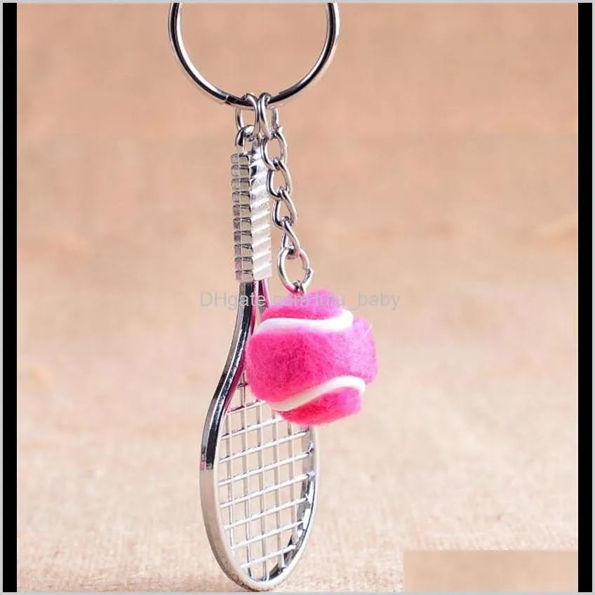 new mini tennis keychain sports style key chains zinc alloy keychains car keyring kids toy novel birthday gift