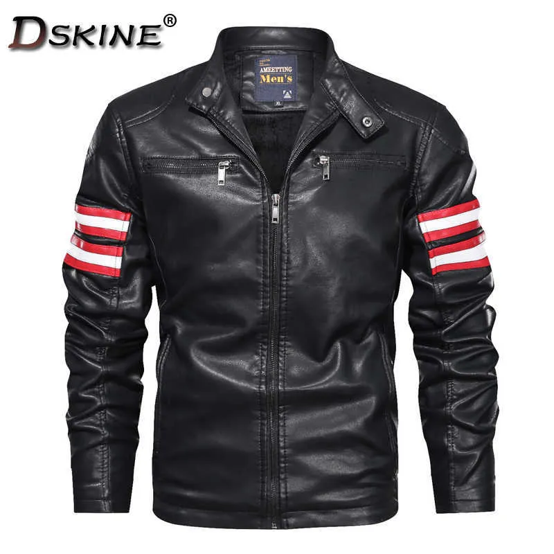 Heren Pilot Lederen Jas Herfst en Winter Mannen Fleece Houd Warm Mode Casual Water Proof PU Biker Vintage Coat Male 211009