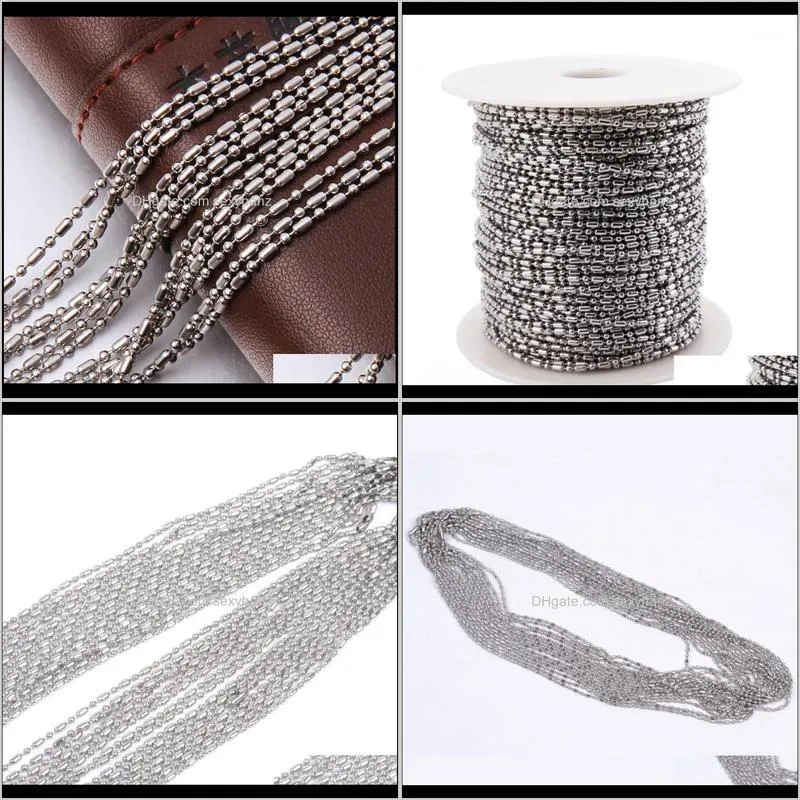 Stainless Steel Bead Necklace Link Chains Bulk 100/50pcs Metal Ball Beads Linked Chain Necklaces Women for Jewelry Making1