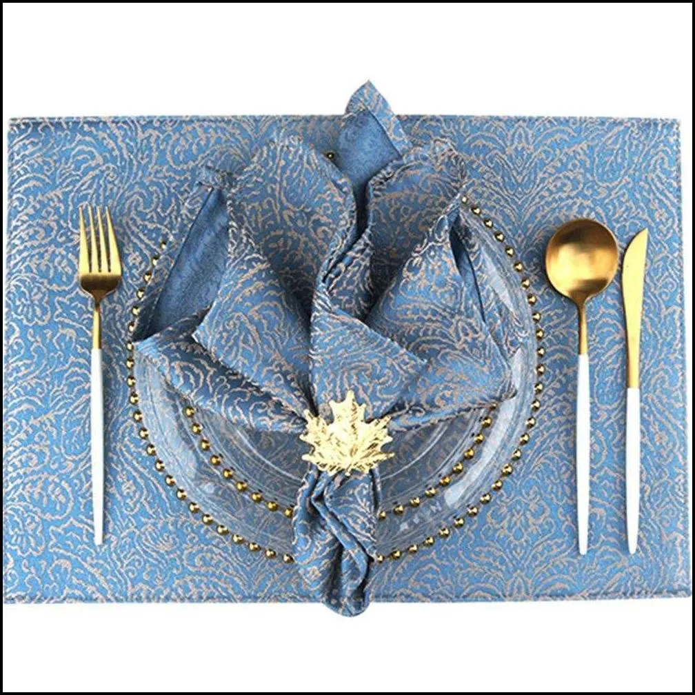 1PC Polyester 46cm Square Table Cloth Napkins For Wedding Birthday Decoration Colored Napkin Fabric Embroidered
