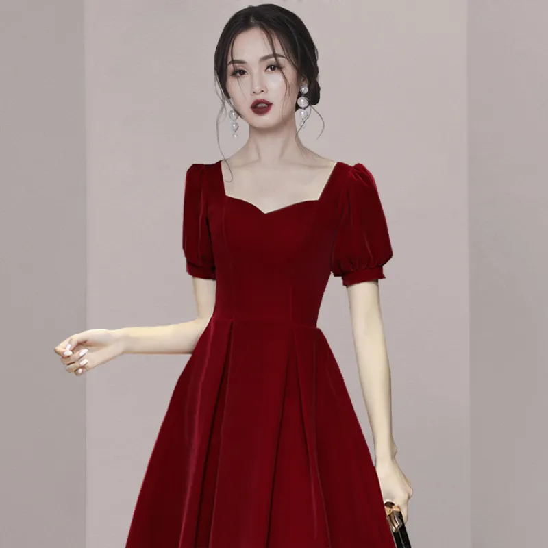 Womens red velvet dress hotsell