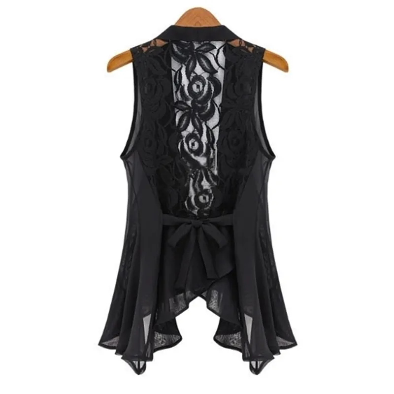 Big Yards Chiffon Vest In The Long Section Chiffon Lace Vest Jacket STAND COLLAR ASYMMETRIC HEM CHIFFON VEST Tops S XXXXXL 210819 From 23 75 DHgate
