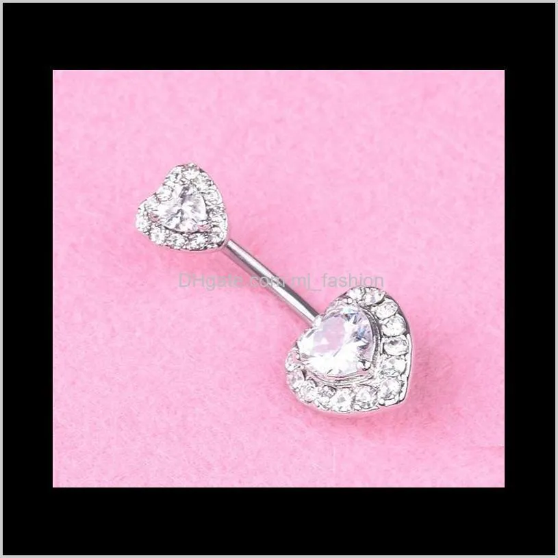 surgical steel navel rings women double gem belly button navel bar ring body piercing bars jewelry wholesale belly rings ps2031