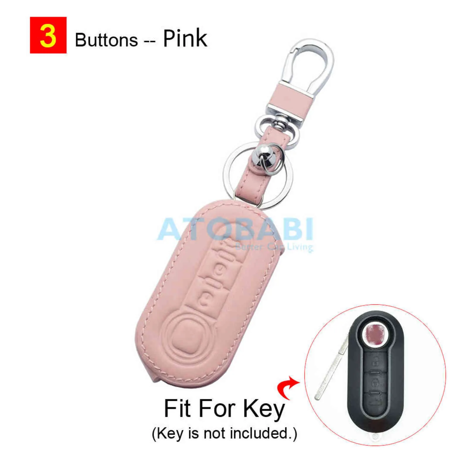 Fiat Housse de protection clé Rose 