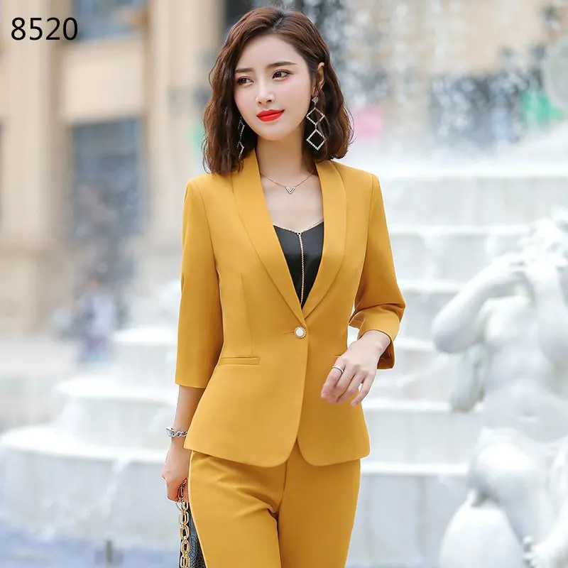 Kvinnors kostymer Blazers Women Work Pant Ol 2 Piece Sets Business Professional Casual Clothes Slim Byxor Suit Two-Piece Set High Quality