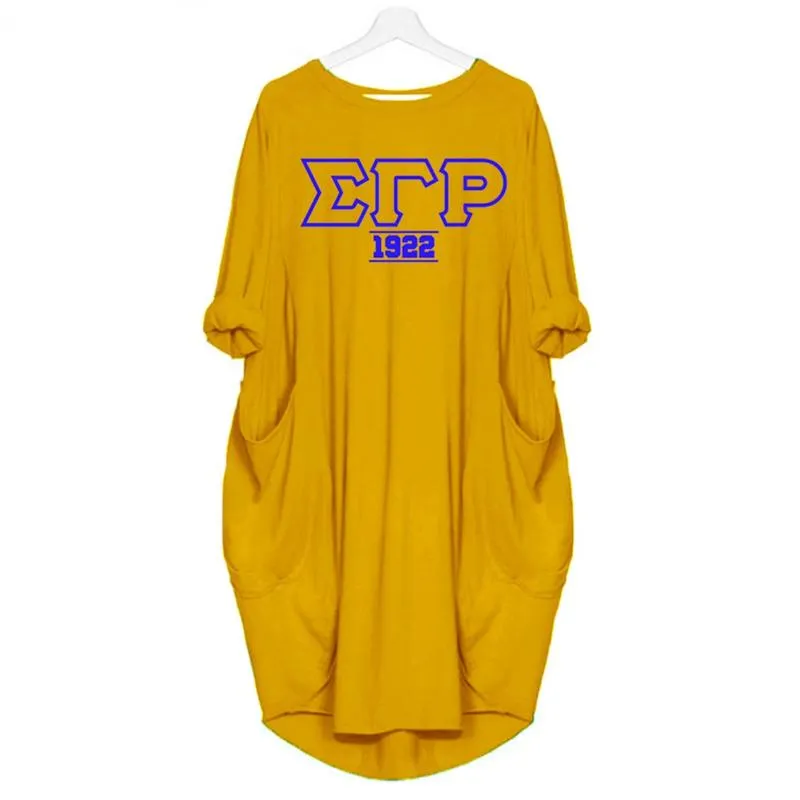 Women's T-Shirt Round Neck Middle Sleeve Printing Loose Sorority Greek Sigma Gamma Rho LogoT-shirt