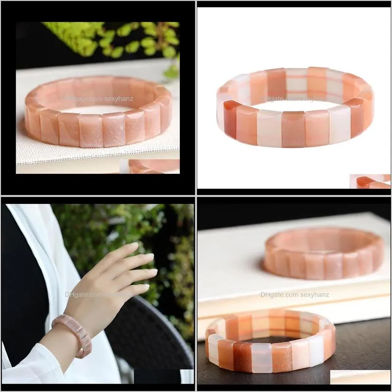 wholesale sun natural stone bracelets orange day light stone hand row lucky for women men wrist positive energy fashion jewelry