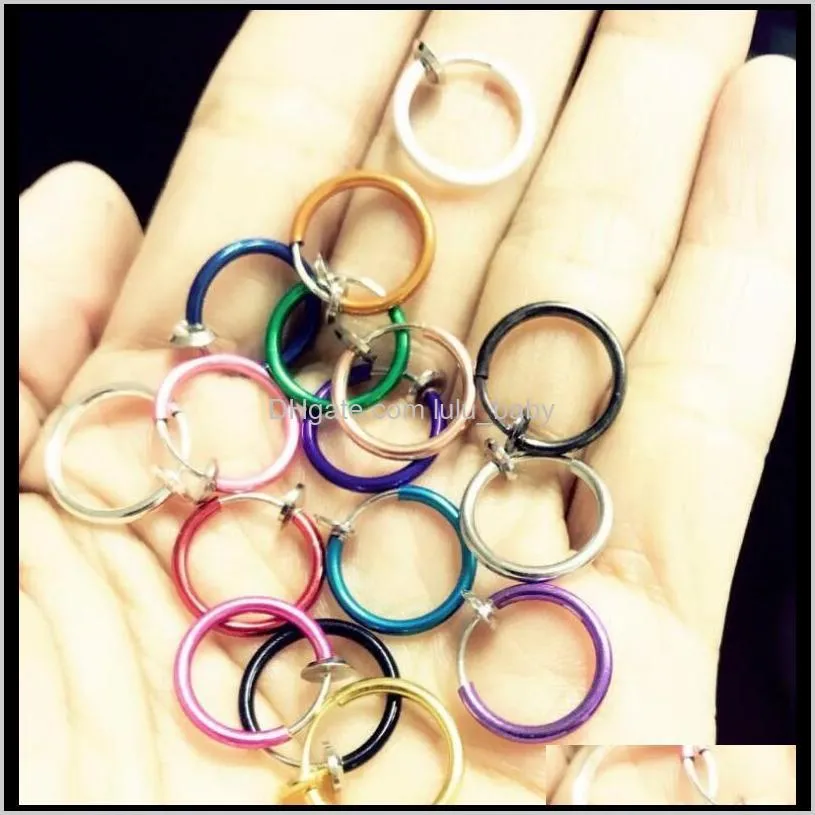 Rings Studs Delivery 2021 Fake Nose Hoop Ring Ear Septum Lip Navel Earrings Body Non Piercing Black Jewelry Drop Ps2865 B3Ylk