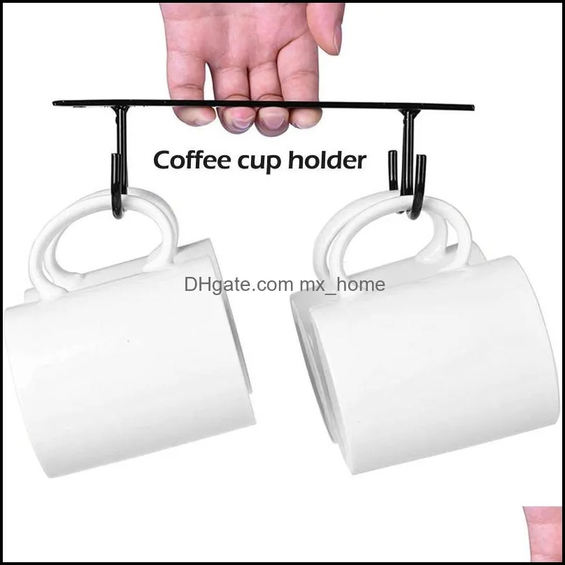 Storage Holders Racks 16 Cabinet Hook Mug Rack Coffee Cup Holder4 packs Under Shelf Display Hanging Kitchen Cup Holder Mug Rack