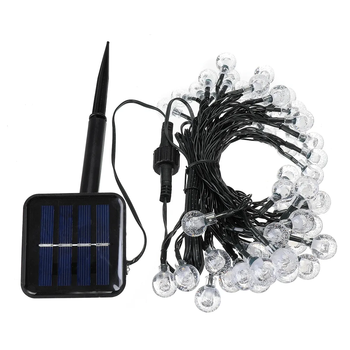 9.5m USB+Solar Powered 50 LED String Light Outdoor Garden Path Yard Lampe de décoration étanche - Blanc
