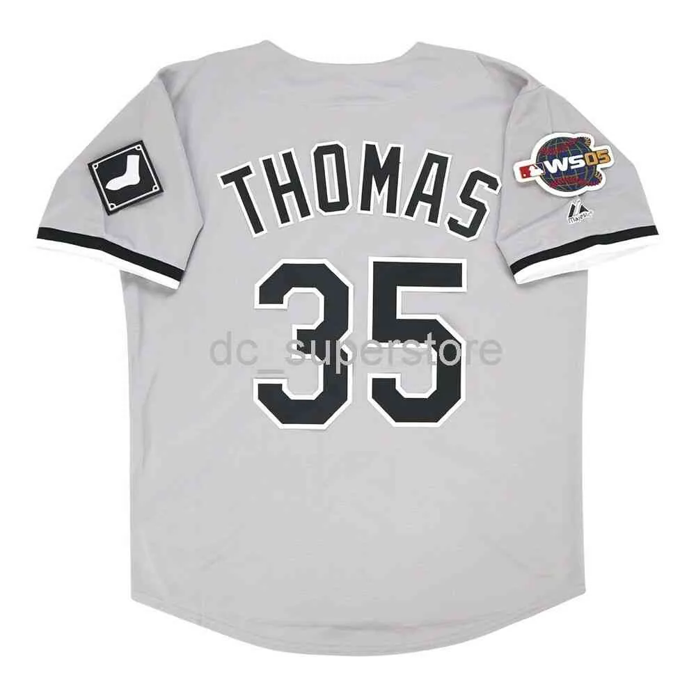 Custom Sewing Frank Thomas Chicago 2005 World Series Grå Road Jersey Män Kvinnor Ungdom Baseball Jersey XS-6XL