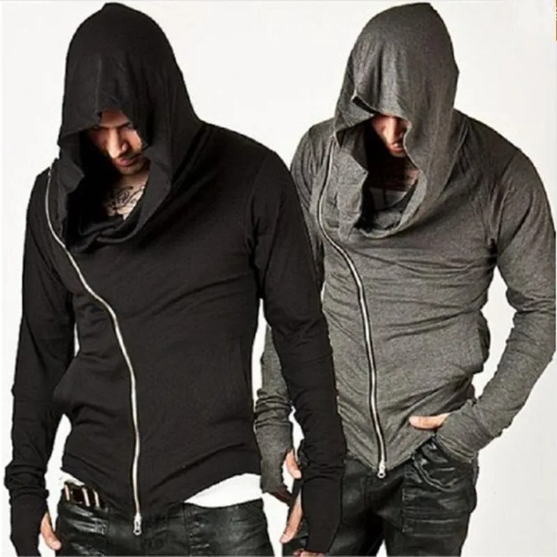 Sweats à capuche pour hommes Sweatshirts Mode Hommes Side Zipper Coat Coton Veste de sport Diagonal Mens Sweat à capuche Homme Tops1