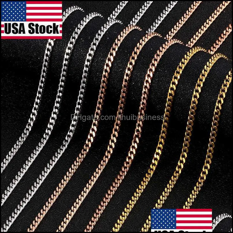 5pcs/Set 3mm  Cuban Link Chain StainlSteel Necklace Women Men`s Curb Cuban Gold Chain Male Jewelry Gifts Y0528