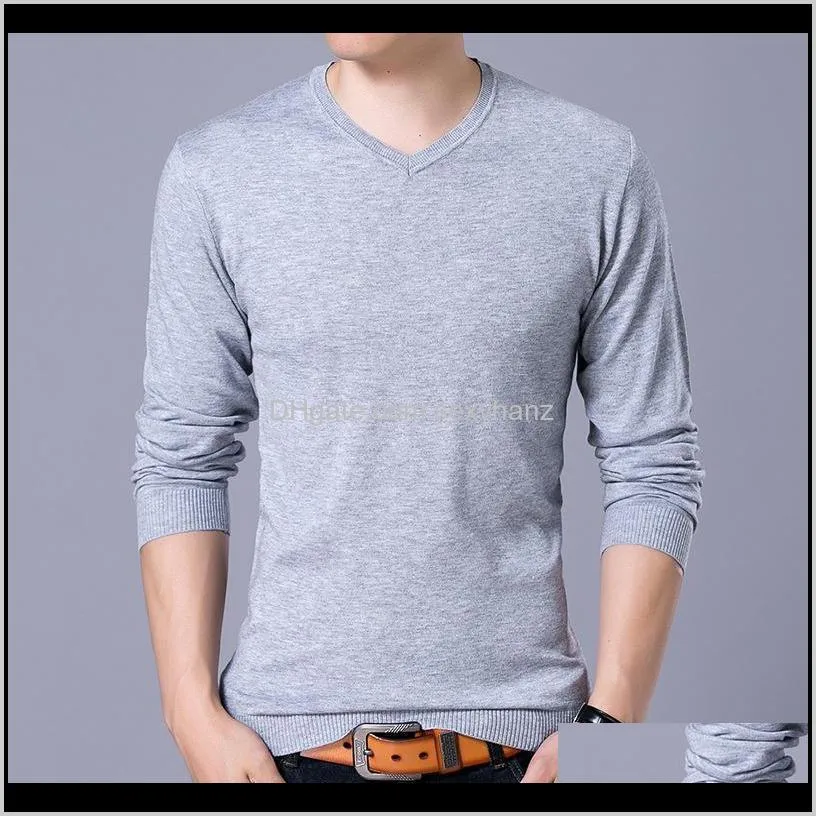 2021 autumn winter fashion men sweater solid v-neck mens knitted sweaters thin tops cashmere wool male sweaters and pullovers1