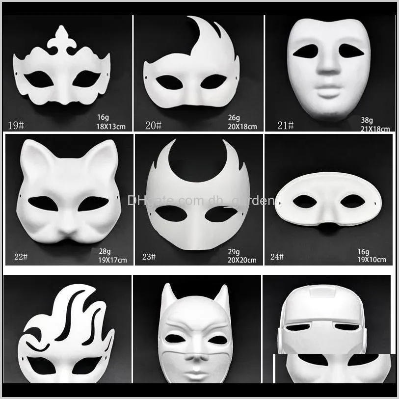 Festmasker makeup dansembryo mögel diy målning handgjorda massa djur halloween festival vit papper ansiktsmask dbc 6ski5 vqqmp