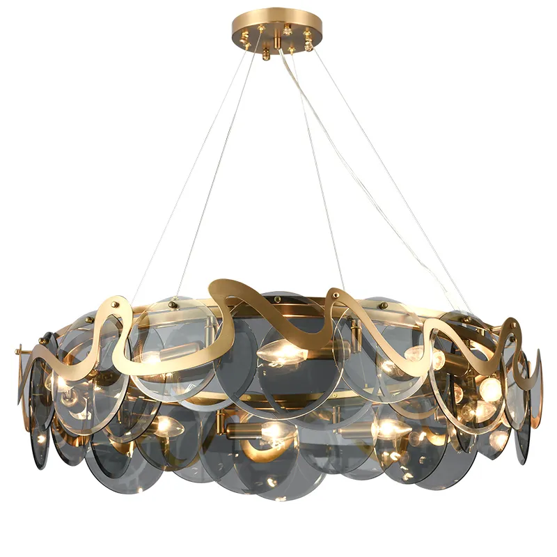 Postmodernistyczne światło luksusowe lampy w zawieszaniu salonu projektant prosty szklany jadalnia lampa sypialnia studium dym szary wiszący lgihts