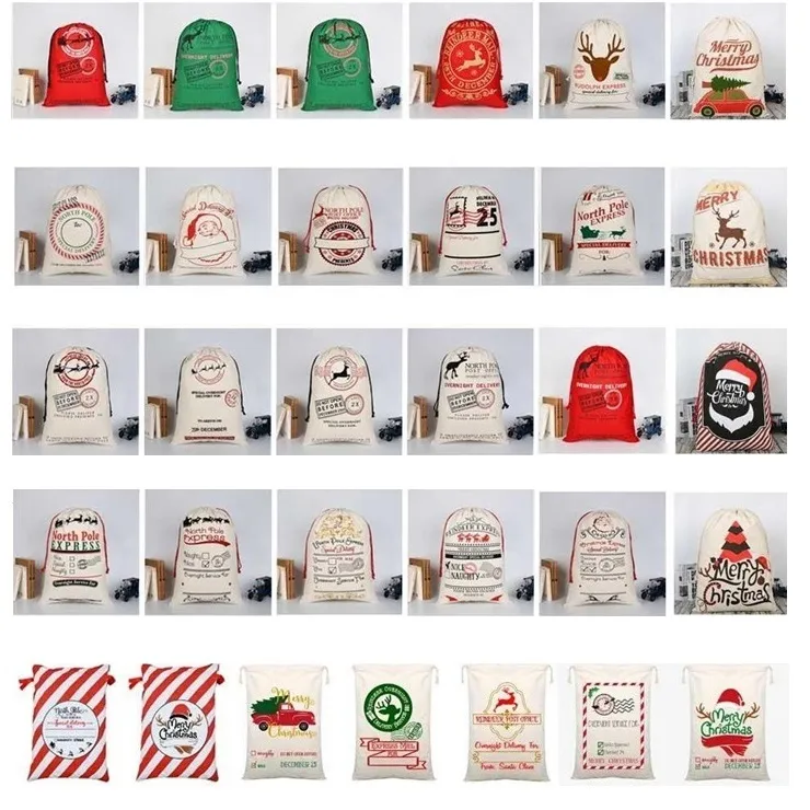 31 Arten Weihnachtsgeschenktüten, Weihnachtsbeutel mit Kordelzug, mit Rentieren, Weihnachtsmännern, Säcken, Taschen für den Weihnachtsmann, Sack für Kinder, Tasche 4649