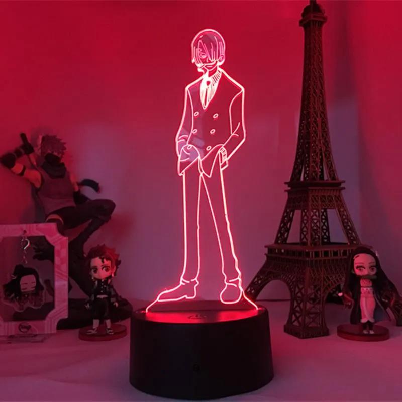 Luci Notturne Led LED 3D Lampada Luminosa Giapponese Anime One