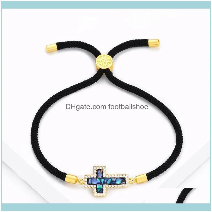Designers Korean fashion exquisite color shell zircon Red Rope simple personality cross Adjustable Bracelet