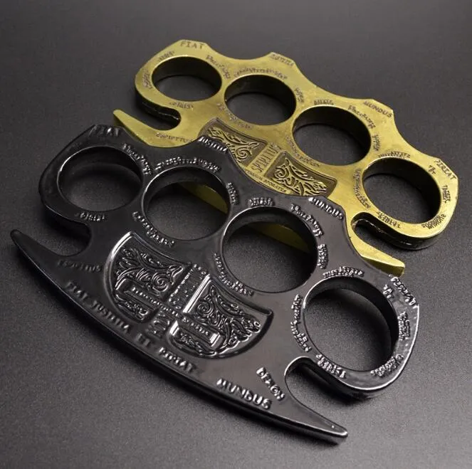 Weight About 220-240g Metal Brass Knuckle Duster Four Finger Self Defense Tool Fitness Outdoor Safety Defenses Pocket EDC Tools Gear