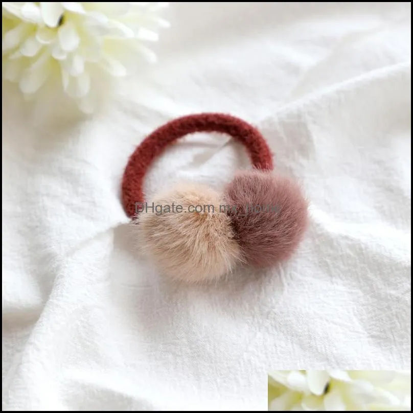 Candy Colored Hairball Cute Princess Headwear Kids Elastic Hair Bands Children Ropes Girls Accessories Baby Headdress