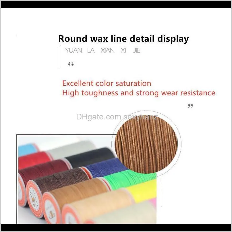 diy high-quality wax thread for handmade leather goods, hand stitch 3-strand braided round 14 colors 0.35mm