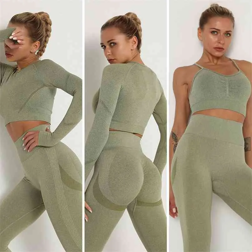 Kobiety Seamless Yoga Set Sport Suit dla Treningu Strój Fitness Zestaw Wysokiej Talii Ubrania Kobieta Abetwear 210802