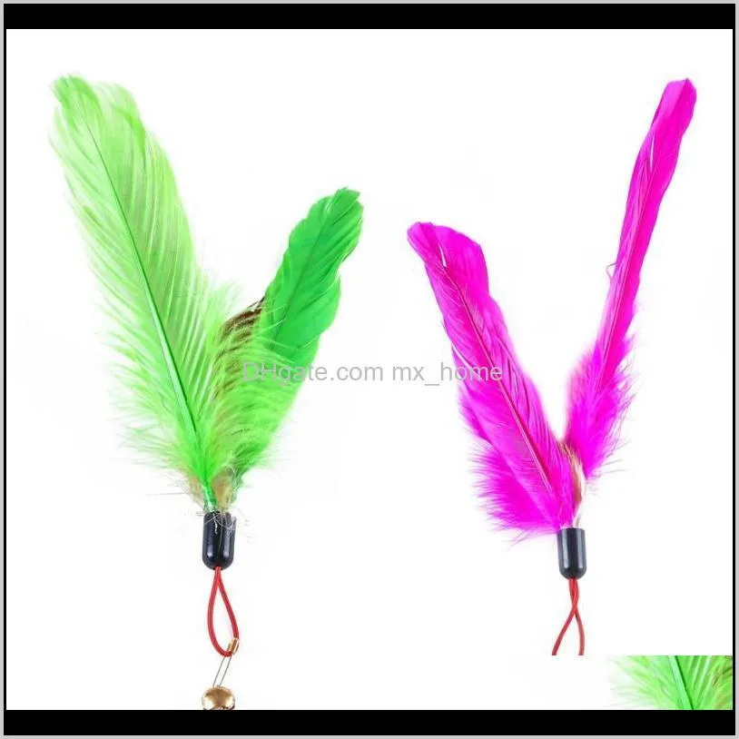 5pcs cat teaser replacement feathers with bell for interactive kitten toy wand refills