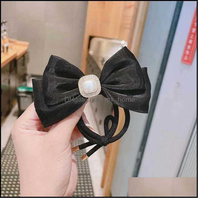 Hair Accessories Sweet Temperament Bow Circle Simple Elegant Pearl Rope Headdress