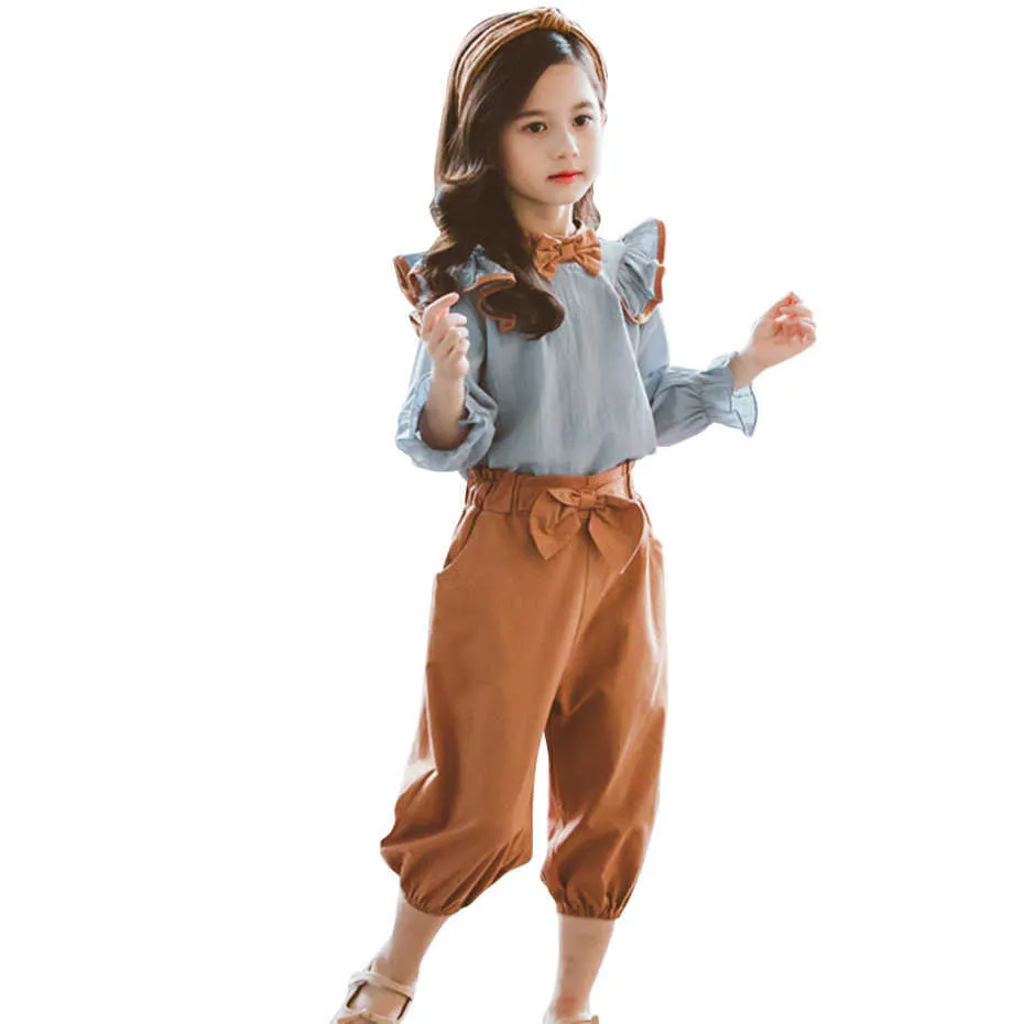 Teenager Mädchen Kleidung Bluse + Hosen Patchwork Trainingsanzug Mädchen Casual Stil Trainingsanzüge Für Kinder Frühling Herbst 210528