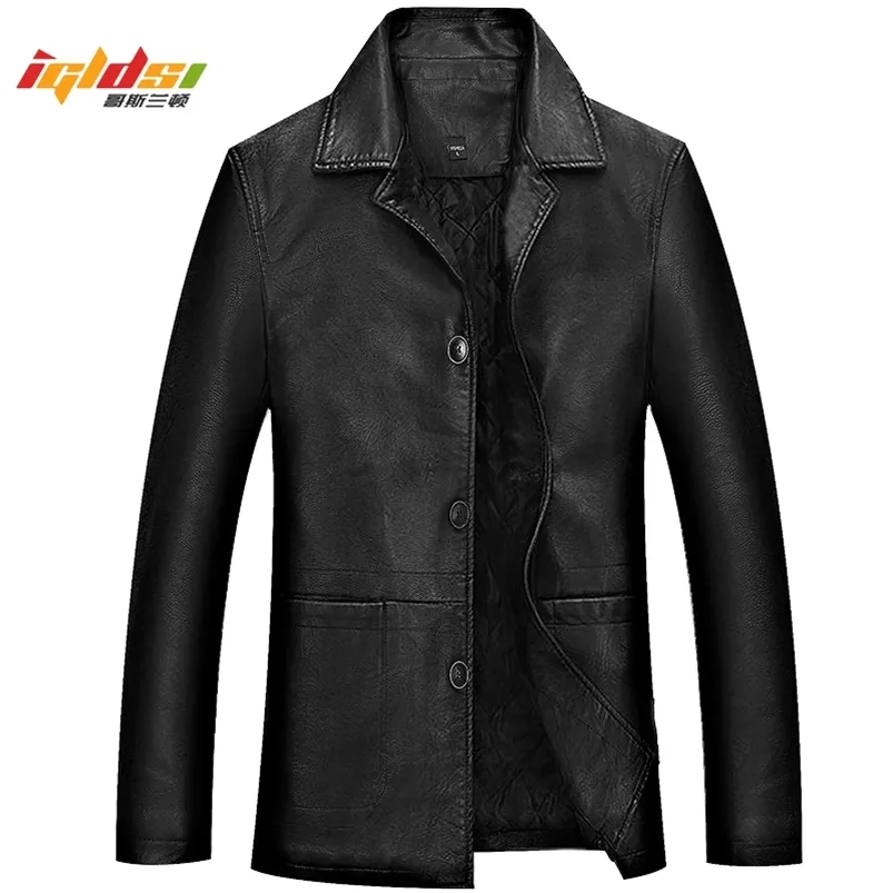 Veste en cuir d'hiver pour hommes doux épais chaud veste en cuir PU mâle affaires manteaux décontractés homme Jaqueta Masculinas plus taille 4XL 211111