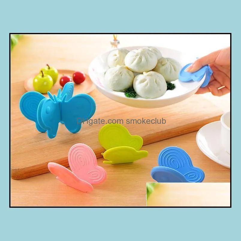 New Butterfly Shape Microwave Oven Mitt Silicone fridge magnet Pot Clamp Holder Heat Resisting Gloves Dish Tray Clip Anti Scald Kitchen