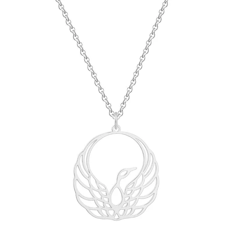Hänge halsband kinitial mode phoenix för kvinnor guld färg rose choker halsband maskot ornament fågel smycken gåva