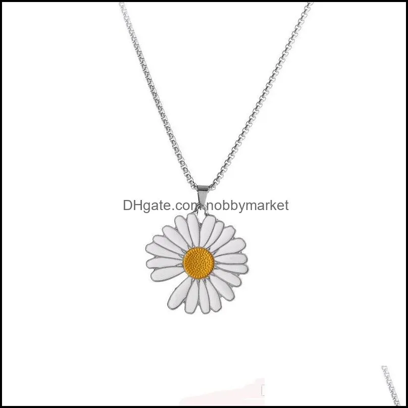 Fashion Titanium Steel Daisy Necklaces Sunflower Charm Pendant Necklace Metal Silver Plated HipHop Woman Man Jewelry Designer Party