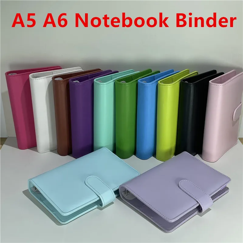 A5 A6 Notebook Spoiwa Luźne Notebooki Liść Refillable 6 Ring Spoiwo Do Papieru Papieru A6 Pokrywa Spoiwa Papierowa z magnetycznym zapasami zamkniętymi klamrą