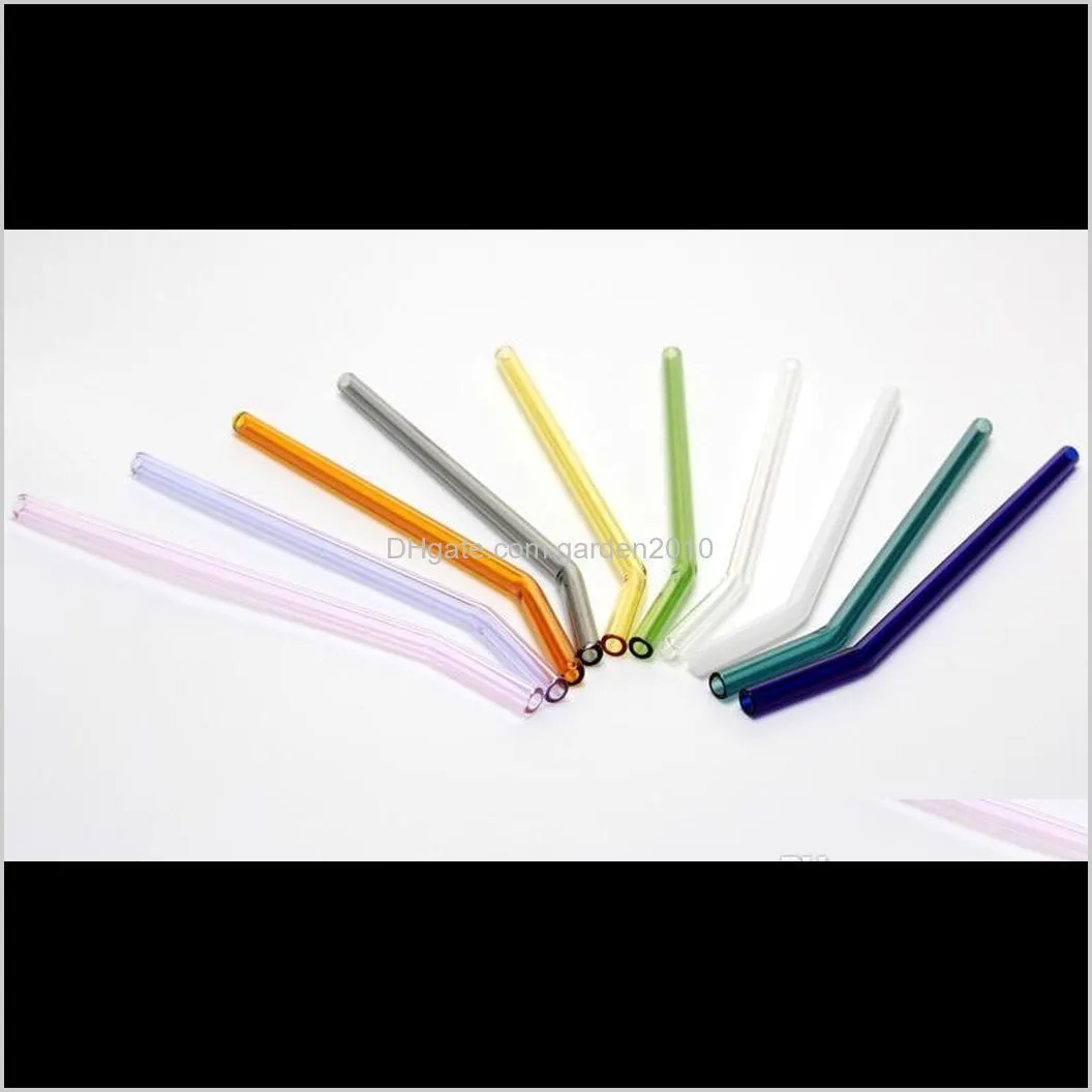 18cm*8mm reusable glass drinking straws eco-friendly dinking straws bent straight milk cocktail straw