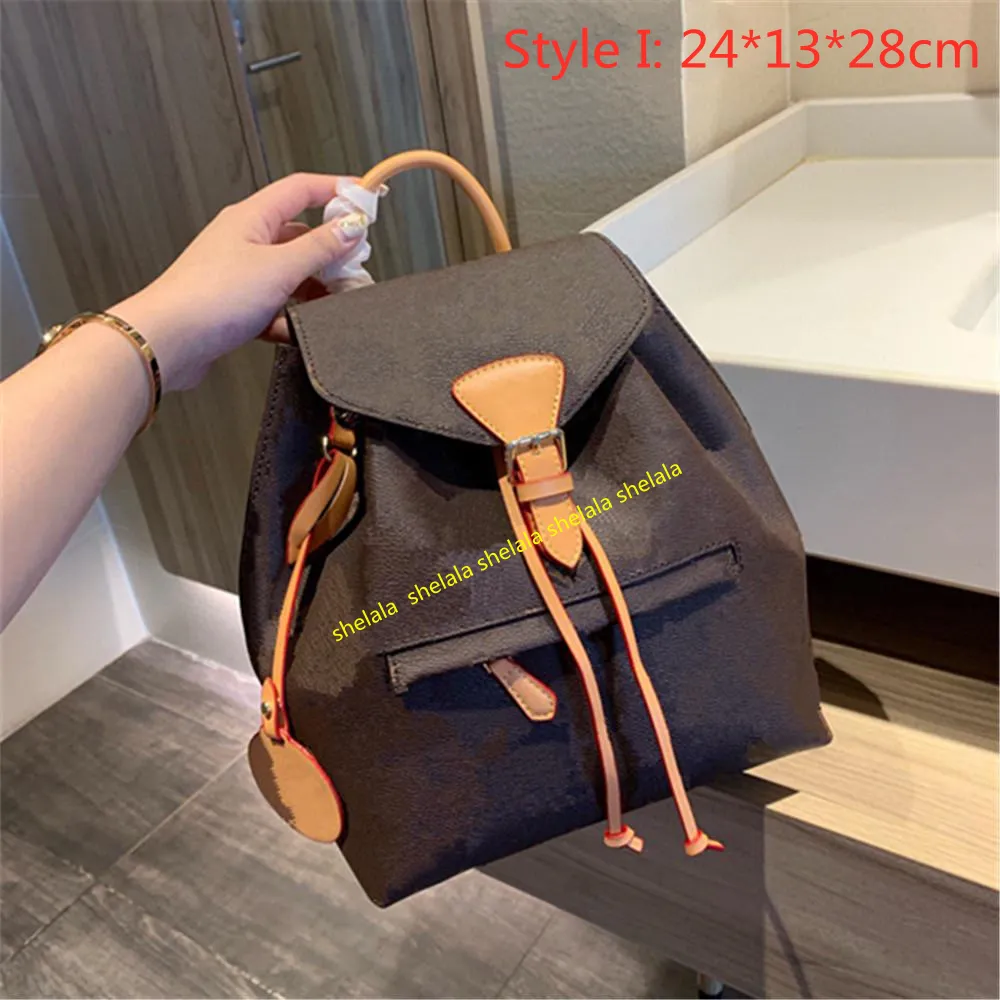 2021 Lyxiga Damväskor Ryggsäckar Handväskor Designers Skolväskor String Ryggsäckar Klassisk Student Bucket Bag Tryckta präglade blommor med bokstavsetikett L21050601