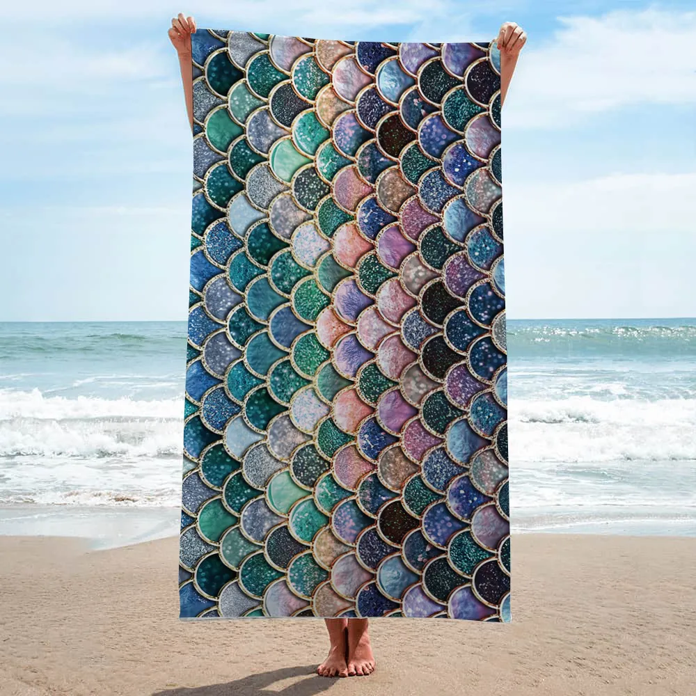 Mermaid Beach Towel Impressão Criativa Sunscreen Shawl Toalhas de Secagem Rápida Mulheres Natação Wrap Impressa Banho Adulto Wraps WMQ837