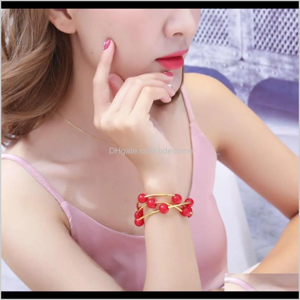 tiktok, red diamond bracelet, lady fashion, simple, multi string beads hand string, female braceletpstc