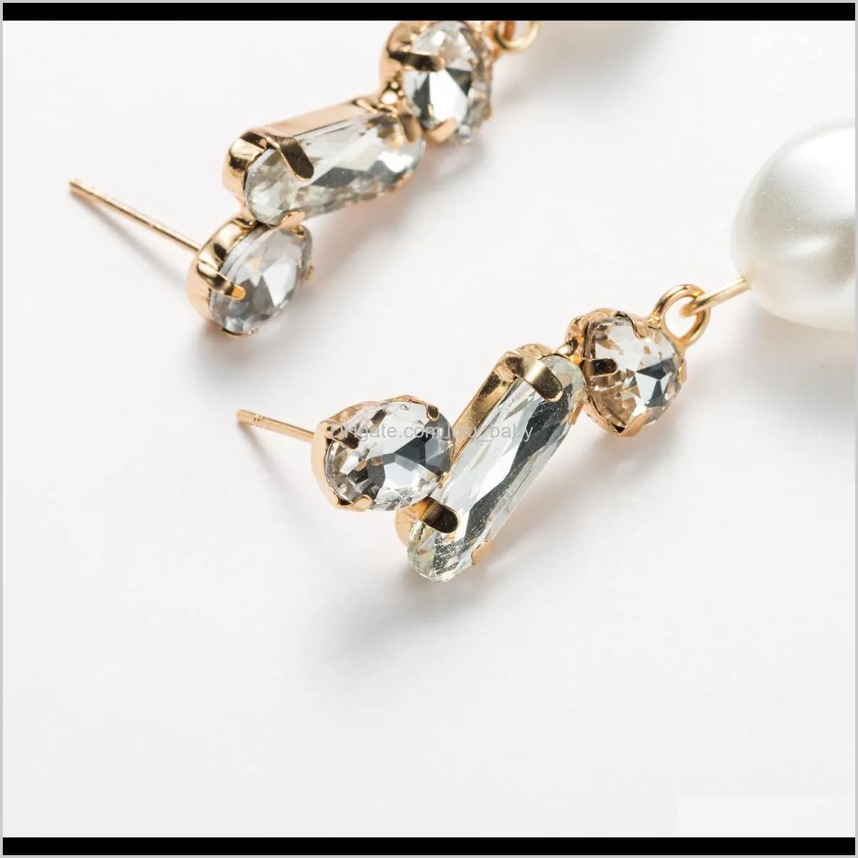 earrings fan geometry diamond imitation pearl earrings super flash earrings girls` heart fantasy temperament cold wind