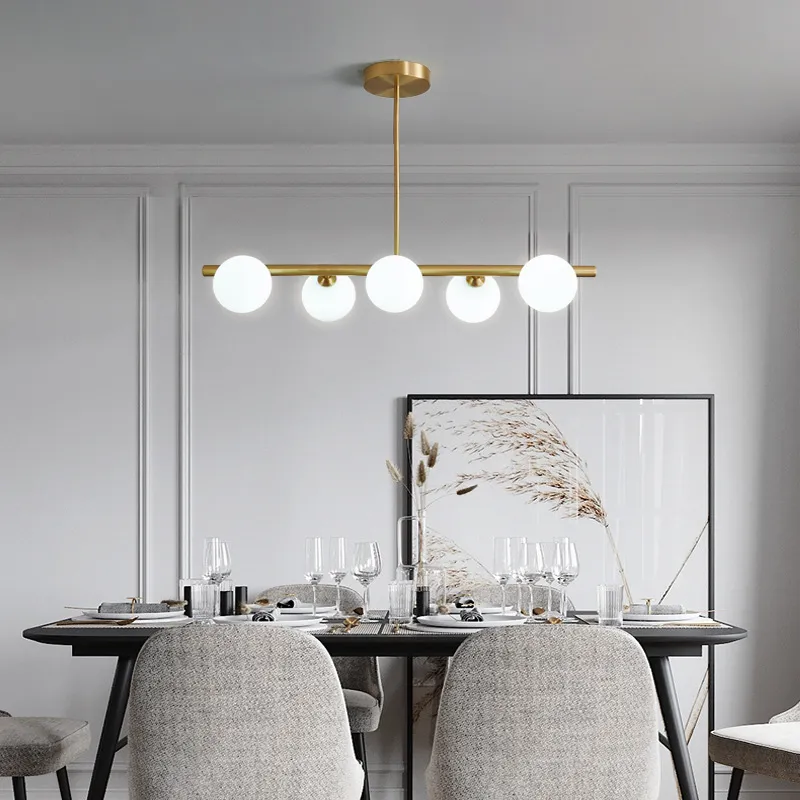 Moderne hanglamp led glas bal woonkamer slaapkamer keuken nordic lange kroonluchter decoratie huis interieurverlichting